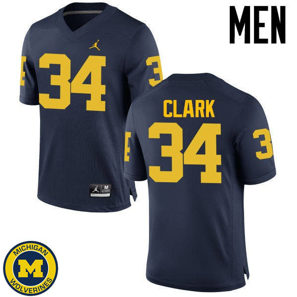 Men Michigan Wolverines #34 Jeremy Clark Navy Replica Game Jersey